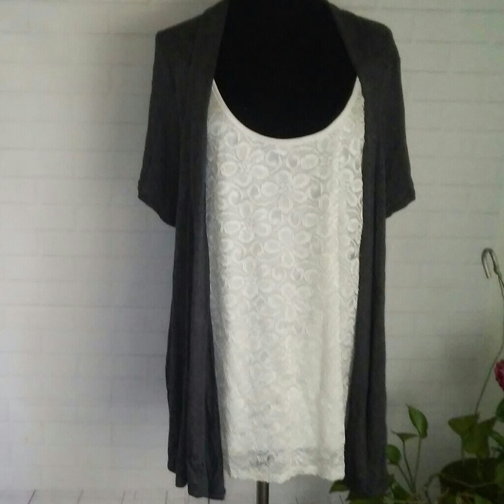 Lavish Plus Floral Lace - Open Front Blouse